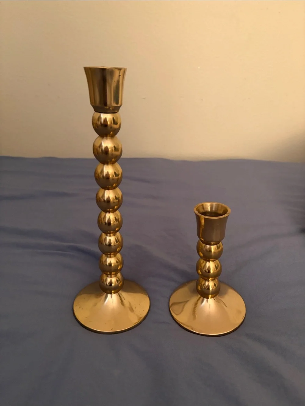 Anthropologie Brass Beaded Candlestick Set - Gold Finish